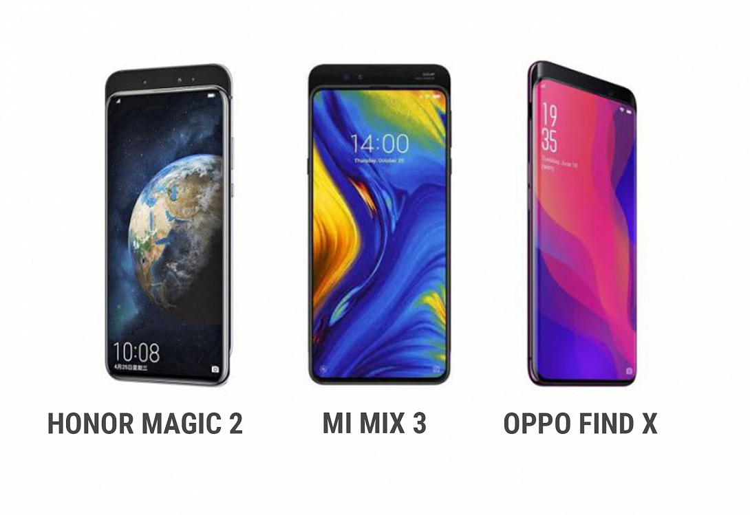 Сравнение Xiaomi Mi Mix 3, Oppo Find X и Honor Magic 2